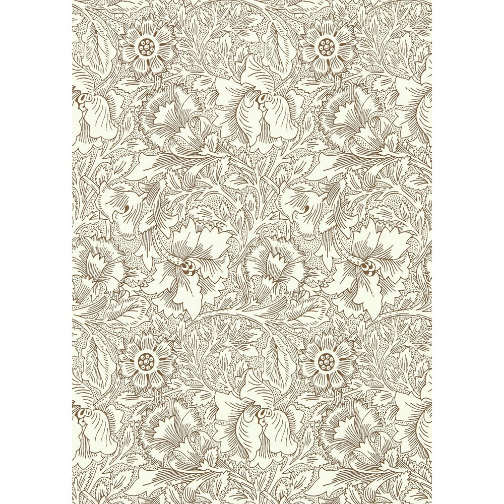 Poppy Wallpaper 216957 by Morris & Co in Cream Chocolate Brown